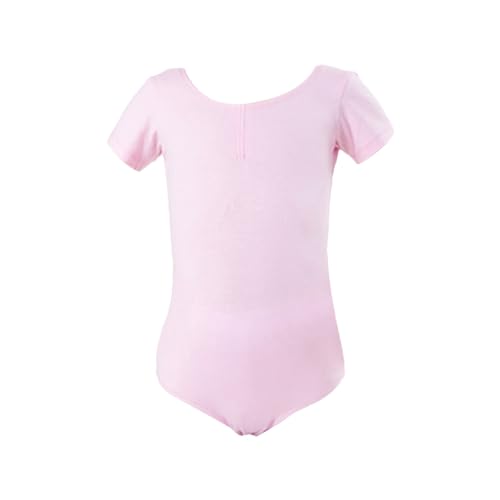 Girls Gymnastics Leotards Toddler Girl Short Sleeve Ballet Costume Yoga Clothing Bodysuit Jumpsuit (Pink, 14-15 Years)