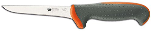 Sanelli Ambrogio Linea TECNA Coltello Disosso Stretto, per Disossare la Carne. Manico Antiscivolo Ergonomico-Lama: Sottile, Nitro-B Inox all'azotoo, Acciaio, Arancione, Cm 14