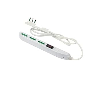 FANTON 47402 Multipresa SLIM 1,5 metri 3 prese bipasso, interruttore di sovraccarico con spina piccola CLOCK utile per posti stretti, dietro a mobili e comodini