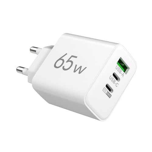 Cargador rápido USB C - Adaptador USB C de 65 W, Cargador de Pared USB Seguro | USB C + 3 USB A Bloque de Carga rápida, Enchufe, Adaptador de tecnología para Dispositivos móviles