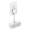 Short Extension Cord 6 inch, TESSAN Slim Flat Thin Plug Power Strip with 4 AC Outlets 3 USB (1 USB-C) Charging Ports, Small White Desk Charger, Mini Charging Station for Home Office School Dorm Room