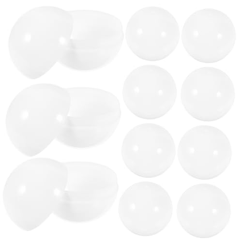 MALUGOGO 50 bolas de plástico rellenables blancas para máquinas expendedoras, multiusos para huevos de Pascua, recuerdos de fiesta, almacenamiento y exhibición