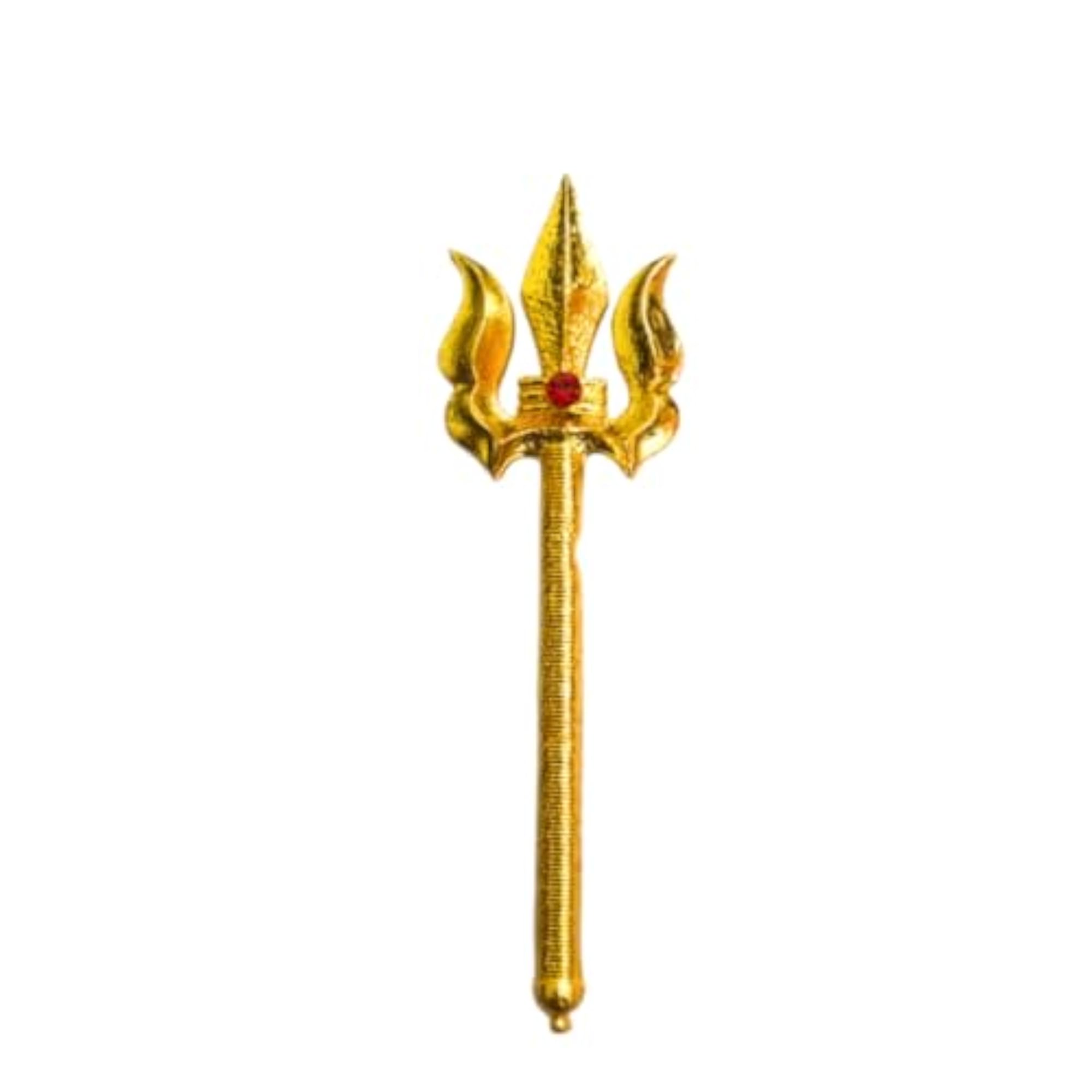 Decorative Golden Trident Scepter with Red Crystal