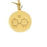 Collar de plata de ley 925 de 22 mm|cadena de 45 cm|colgante de rompecabezas de amor – joyería de pareja de corazones a juego, pieza hecha a mano para ella|Día de San Valentín|baño de oro|WW_PNK_1748