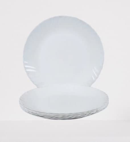 Dinner Plate,6 pcs, (Plain,White),11 inch,Opalglass