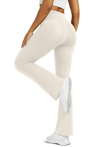 Image of Flare Leggings for Women Yoga Pants with Pockets High Waisted Crossover Flare Yoga Pants Bootcut Yoga Leggings