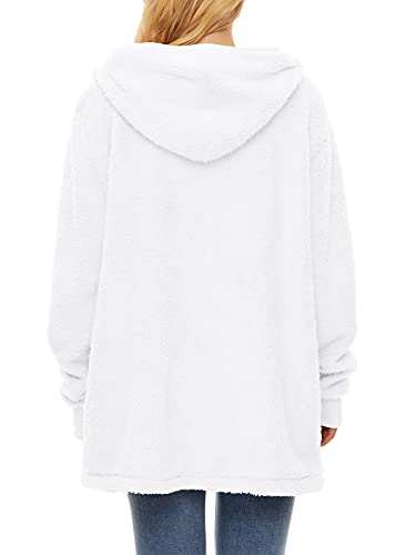 Image of Century Star Women Fleece Cardigan Hooded Loose Fuzzy Cardigan Coat Womens Fuzzy Jacket Outwear