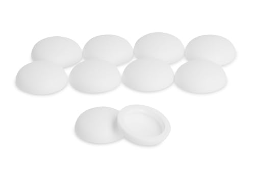 GleitGut Tapones para tornillos de cabeza alomada blancos, 10 unidades, para tornillos de alféizar de ventana (diámetro exterior: 16 mm, diámetro interior: 12 mm, altura: 5,0 mm)