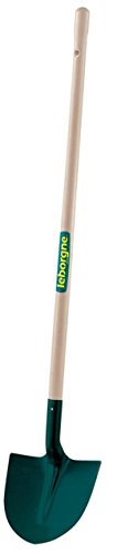 Leborgne, Pelle Ronde Tole 27 cm Manche Bois 130cm Certifié PEFC 100%, Tête en acier trempé en totalité pour une meilleure résistance à l’usure, Pour manipuler la terre, le gravier, le sable