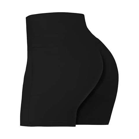 Sunzel 8" / 5" / 3" Biker Shorts for Women with Pockets, High Waisted Yoga Workout Shorts Black Large Cover