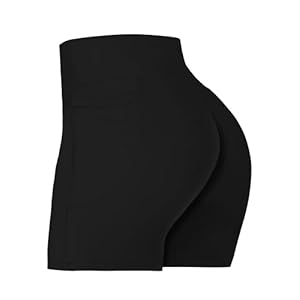 Sunzel No Front Seam Biker Shorts for Women with Pockets, Yoga Workout Gym Bike Shorts with Tummy Control