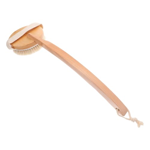 TIDTALEO 木製長柄浴刷 馬毛と混合使用 背中や体全体の優しい と血行促進 バス用耐久ボディスクラバー 乾湿両用で吊り下げ収納可能