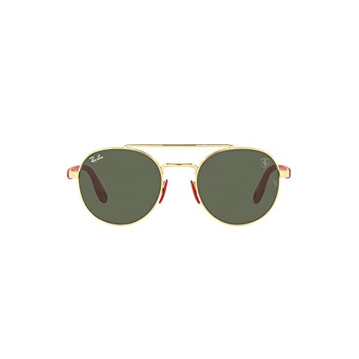 Ray-Ban Óculos de sol redondos Rb3696m Scuderia Ferrari Collection, Ouro/Verde escuro, 51 mm