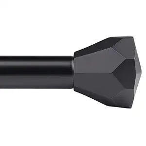 Black Curtain Rod- EUPLAR 1 Inch Window Curtain Rod 72 to 144 Inch Adjustable with Diamond End Finials, Telescoping Metal Single Drapery Rods