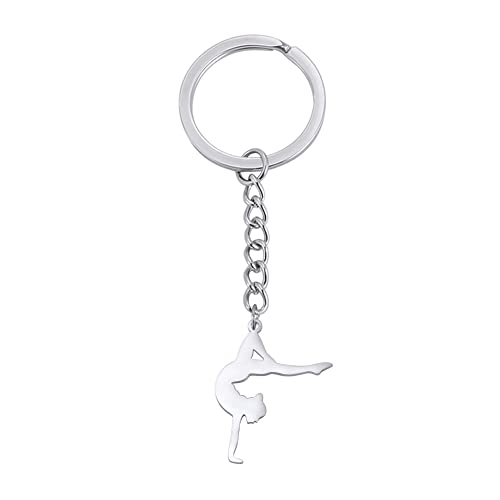 Amaxer Llavero de Gimnasia   Regalo Inspirador Con Corazón, Joyería Para Equipo de Gimnasia, Cadena Estilo 6, 24.5mm