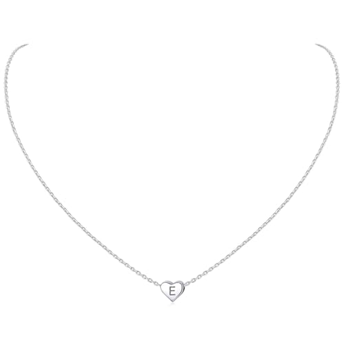 ChicSilver 925 Sterling Silver Heart Initial Necklaces for Women -Dainty Personalized Heart Pendant Letter Alphabet Necklace for Women