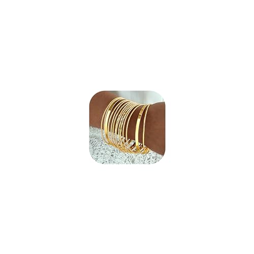 Image of IF ME Gold Bangle Bracelets for Women, Indian Bangles Stackable Set, Multi Layer Textured 18K Gold Plated Chunky Bracelets Boho Jewelrys Set