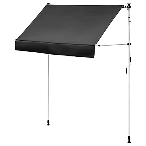 モダンデコ サンシェード ベランダ オーニングテント UVカット コンパクト収納 日除け 雨よけ (3m, マットブラック)