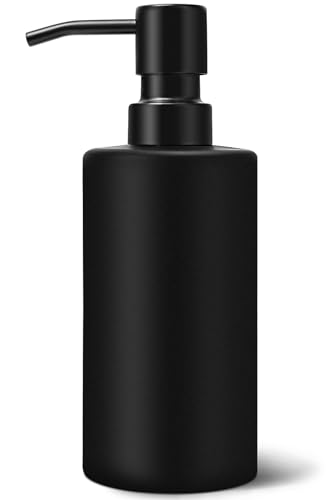 GMISUN Black Soap Dispenser Hand Soap Dispenser for Bathroom Dish Dispenser for Kitchen 12 fl oz/350ml Glass Soap Bottle with Stainless Steel Pump Modern Refillable Liquid Lotion Dispenser