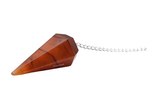 Image of Carnelian Pendulum Dowsing Tool - Natural Crystal Pendulum for Spiritual Guidance - Premium Dowser Pendulum for Accurate Divination and Energy Healing - Perfect for Energy Healing and Chakra Balancing - Handcrafted with Precision and Elegance