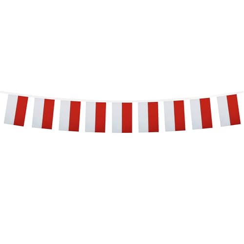 Image of AZ FLAG Monaco 6 meters BUNTING Flag 20 flags 9'' x 6'' - Monegasque - Monacans STRING flags 15 x 21 cm
