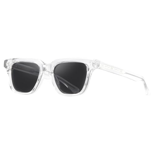 Lunettes de soleil carrées rétro contre l'éblouissement avec protection UV unique gris TR