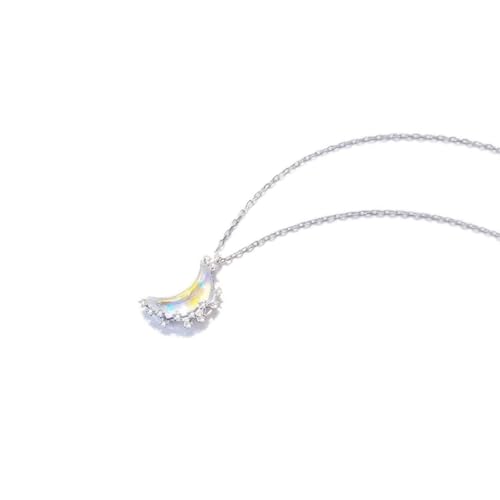 Collier lune scintillante en argent 925 avec cristal pour femme