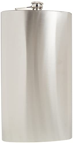 Maxam Jumbo Stainless Steel Flask, Dishwasher Safe Extra Large Drinking Flask, Polished Silver, 128 Ounce Capacity #TOP1