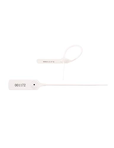 Pull-tite Security Seal Tamper Resistant Tags Plastic Padlock Sign Ties Numbered 100 Pieces/Bag (White, 100pcs)
