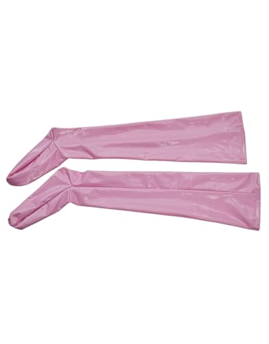 Image of Mobbunny Women PU Leather Thigh Stockings Cosplay Thigh High Stockings Shiny Over Knee Long Boot Sock Pink White