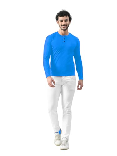 Image of Men's Long Sleeve Henley T-Shirt with Button Placket | Soft & Comfortable Casual Wear