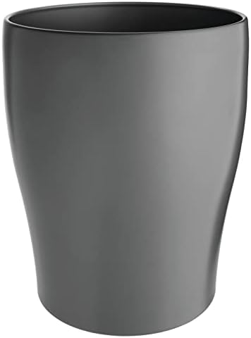 mDesign Household Rubbish Bin - Metal Office, Kitchen, Bathroom and Bedroom Bin - Suitable for General Rubbish or as a Waste Paper Bin - Matte Black