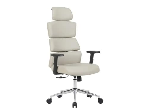 OFFICEPAPER Silla de Oficina Dirección Áurea – Silla Ejecutiva Ergonómica en Similpiel Gris con Ruedas Premium – Altura Máx. 140 cm  Gran Confort y Presencia.