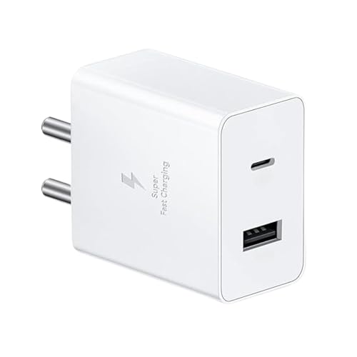 Image of Umake 65W Fast Charger Adapter, USB-C PD + USB-A Dual Port Super Fast Charging, BIS Certified Type C Charger Compatible with Samsung Galaxy, iPhone Series, OnePlus, Vivo, Oppo, Pixel & More - White