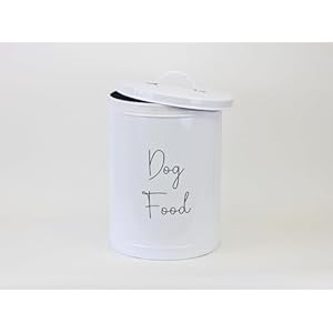 Midlee metal dog food storage container  large  up to 40lbs  decorative pet food holder   cucciolini doodles
