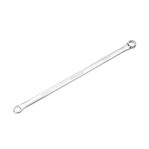 Image of HARFINGTON Double End Box Wrench 10 x 11 mm Metric 12 Point 0 Degree Offset Extra Long Double End Box Ratcheting Wrench CR-V Polished Long Spanner Tools for Repairs