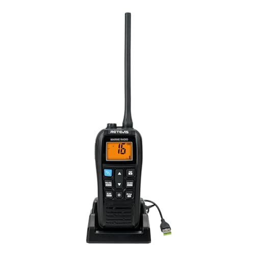 RM22 VHF Marino Portatile Walkie Talkie Impermeabile IP67 Galleggiante 2200 mAh 88 Canali Audio 900 mW Radio Marina Bidirezionale a Lungo Raggio per Kayak Pesca Vela Nero 1 Pezzo