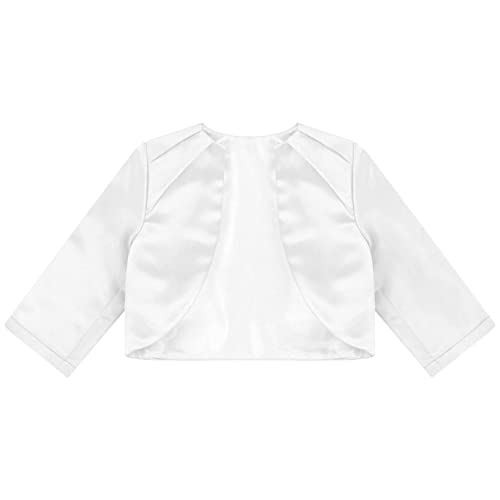 Girl's Satin Shrug Half Sleeve Flower Girl Dress Cover up First Communion Bolero Cardigan Jacket Outerwear3