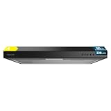 Cecotec Campana Extractora Convencional 60 cm Bolero Flux CM 602100 Black A. Acabado Pintado Negro, Succión 228 m³/h, 3 Velocidades, Filtro de Aluminio, Clase A, Motor BLDC y Luz LED