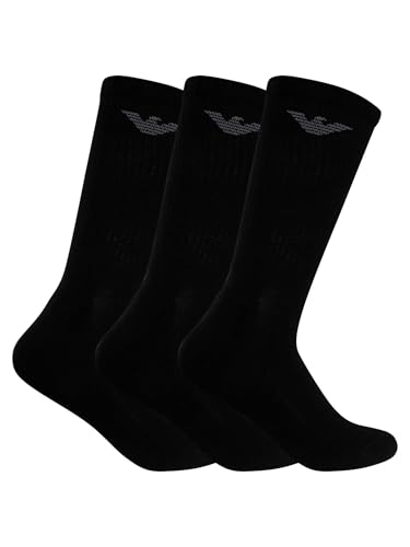 Emporio Armani Casual Cotton 3-Pack Short Socks Paquete de 3 Calcetines Cortos, Negro/Negro/Negro, Altoa única para Hombre