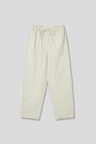 EDUARDO Women's Banding Elastic Waist Drawstring Cotton Pants with Pockets.4