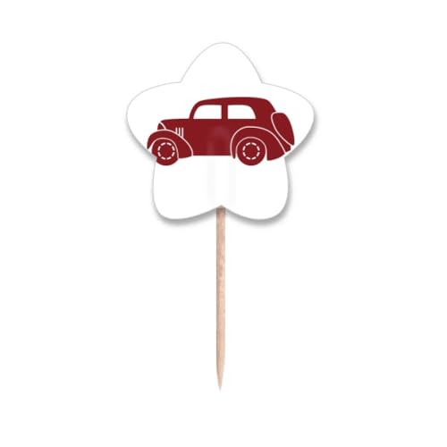 Cure-dents voitures géométriques rouges et étoiles en bois pour cocktail