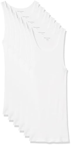 Amazon Essentials Men's Lightweight Breathable Cotton Slim Fit Tank Undershirts, Pack of 6