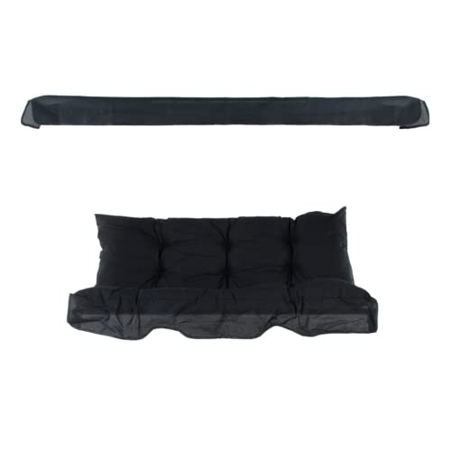 PATIO 2 Auflagen mit Dach für Hollywoodschaukel Tora 138 cm Polster 135 x 50 x 10 cm Sonnendach 165 x 91 cm für 2-Sitzer 3-Sitzer Auflagen-Set Glatt schwarz