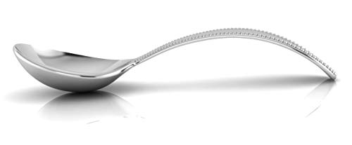 sterling silver beaded feeding baby spoon - premium quality food grade standard 925 solid sterling silver spoon - engravable gift for baby with a beautiful gift box