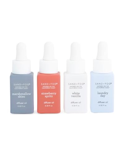 Image of Sand + Fog Diffuser Oils Gift Set, 4 Pack, 0.33 fl oz Each (Marshmallow, Strawberry, Vanilla, Laundry)