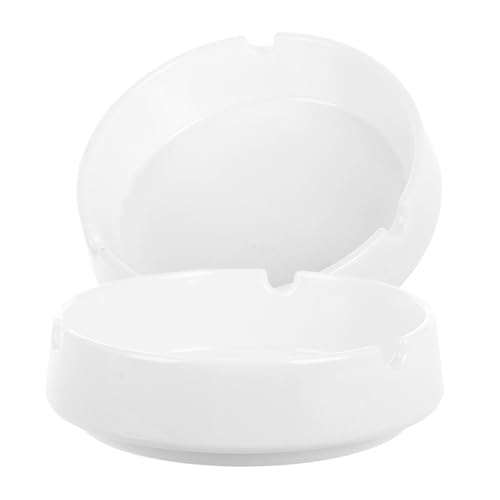 GANAZONO Cenicero Redondo de Plástico Blanco Irrompible de 2 Piezas Gran Capacidad y Fácil de Limpiar para Uso en Interiores y Exteriores
