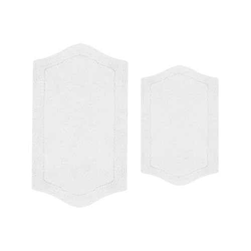 Home Weavers Waterford Collection 100% Cotton Tufted Bath Rug, Extra Soft and Absorbent Bath Rugs, Non-Slip Bath Mats, Machine Washable Bath Mats for Bathroom, 2 Piece Set, Light Gray
