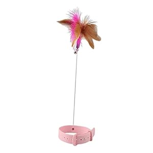 Enakshi Cat Feather Teaser Collar Hands Free Funny Indoor Cats Teasing Wand 1pcs Pink |Pet Supplies | Cat Supplies | Toys