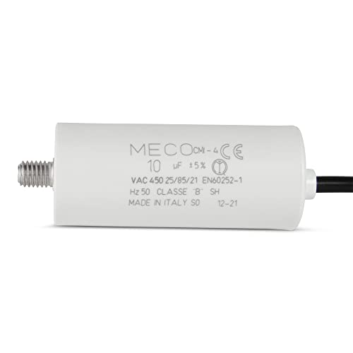 Condensador de motor MECO de 10 µF a cable, fijación por tornillo M8 Cover